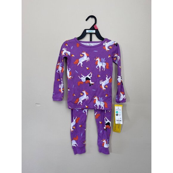 NWOT Carter's Girls 2T Halloween Unicorn Purple Two-Piece Pajamas PJs Outfit - Picture 1 of 3
